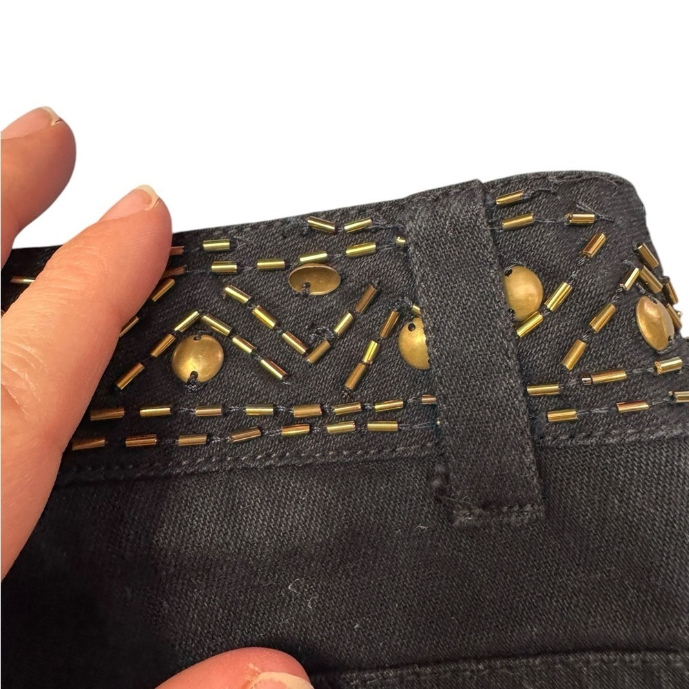 AMUSE SOCIETY.    Black and Gold Jean Shorts with Studded Embellishments - Picture 4 of 6